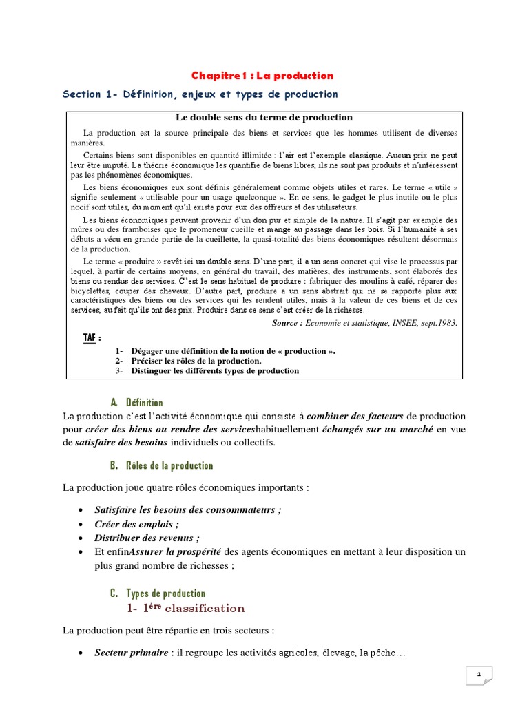 Partie II - LES Mécanismes de La Production Et de La Répartition, PDF, Main-d'œuvre