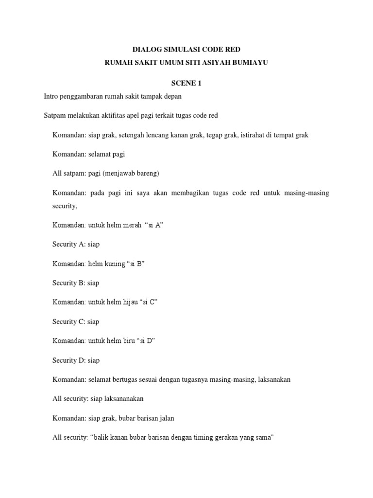 Simulasi Code Red Kebakaran RSU Siti Asiyah | PDF