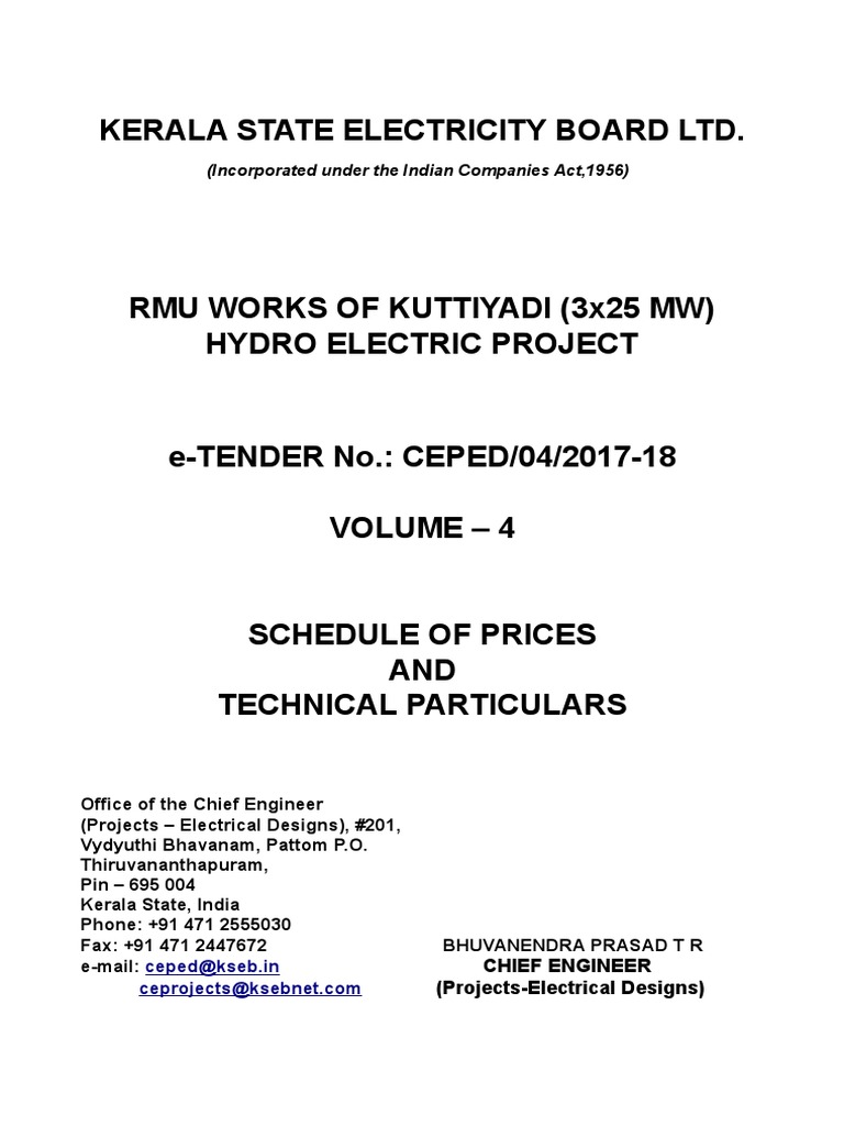 Kseb Tender Specs PDF Inductor Mechanical Engineering