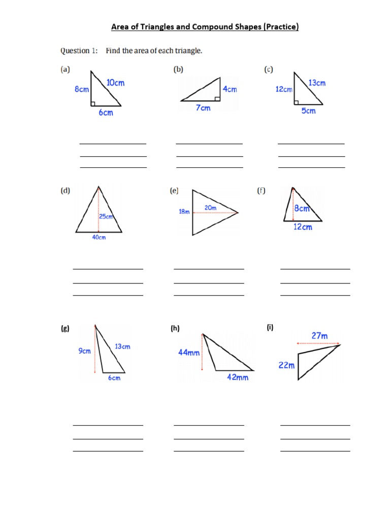 Area of Triangles and Compound Shapes | PDF | Area | Geometry