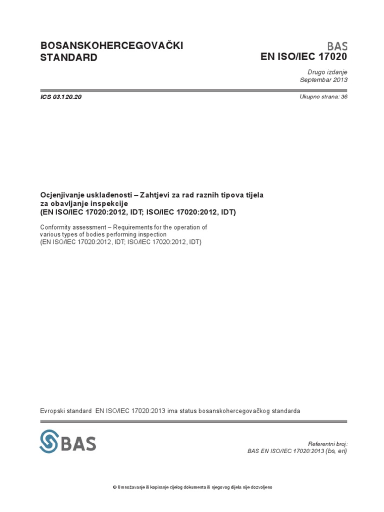 Bas en Iso - Iec 17020 - 2013 | PDF