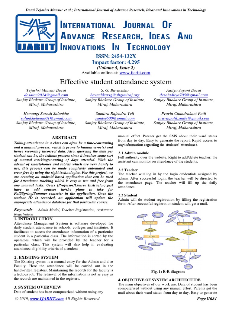 Effective Student Attendance System PDF | PDF | Databases | Computing
