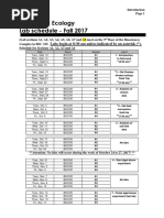 BIO 2129 - Ecology Lab Schedule - Fall 2017: Labs Begin at 8:30 Am Unless Indicated by An Asterisk ( )