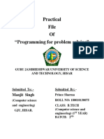 Practical File of "Programming For Problem Solving": Manjit Singh