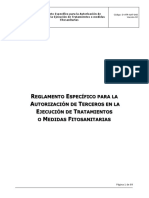 Reglamento Especifico para La Autorización de Terceros en La Ejecución de Tratamientos o Medidas Fitosanitarias