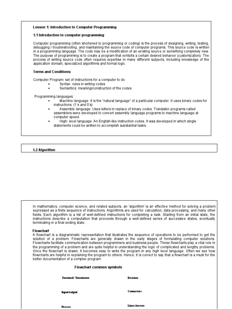Introduction To Computer Programming | PDF | Computer Programming ...