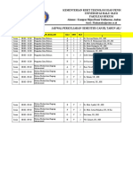 Jadwal Perkuliahan SMT Ganjil 20181