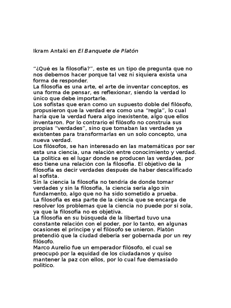 Ikram Antaki en El Banquete de Platon PDF | PDF