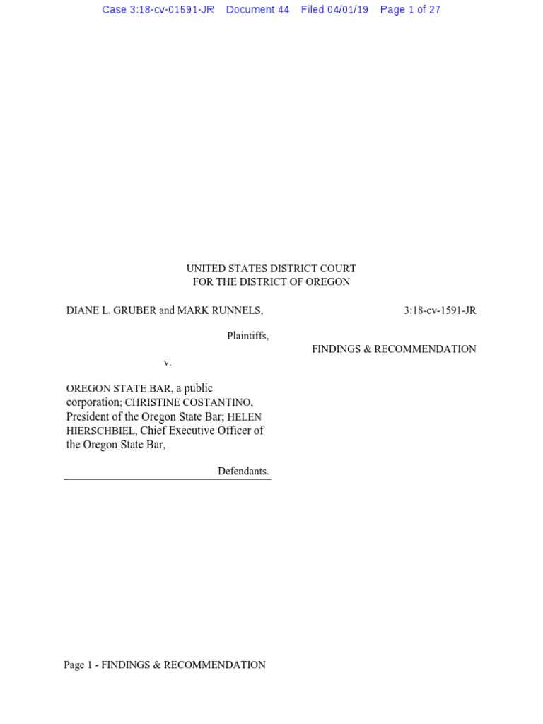 A Public Corporation President of The Oregon State Bar Chief Executive