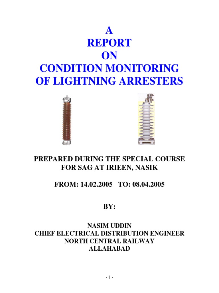 Condition Monitoring of Lightning Arresters | PDF | Zinc Oxide ...