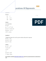 Questions Class8 Exponents PDF