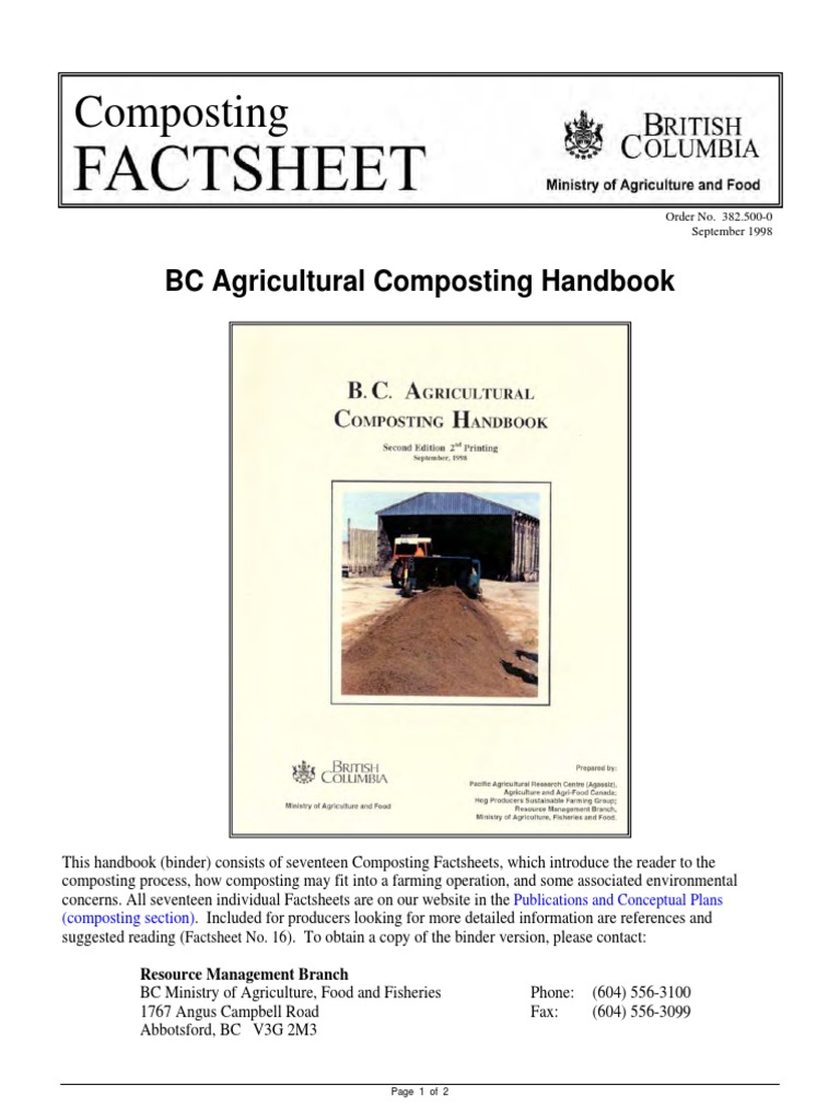 Agricultural Composting Handbook PDF PDF Compost