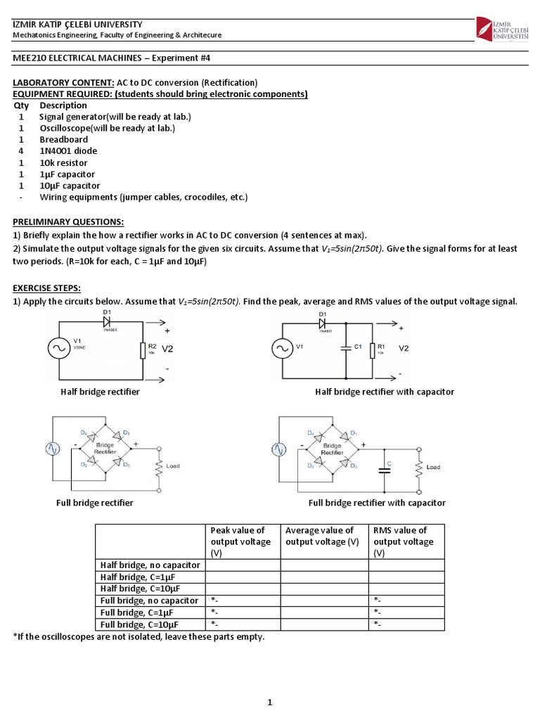 LABORATORY CONTENT AC To DC Conversion (Rectification) EQUIPMENT