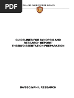 Guidelines For Synopsis and Research Report - Thesis - Dissertation Preparation