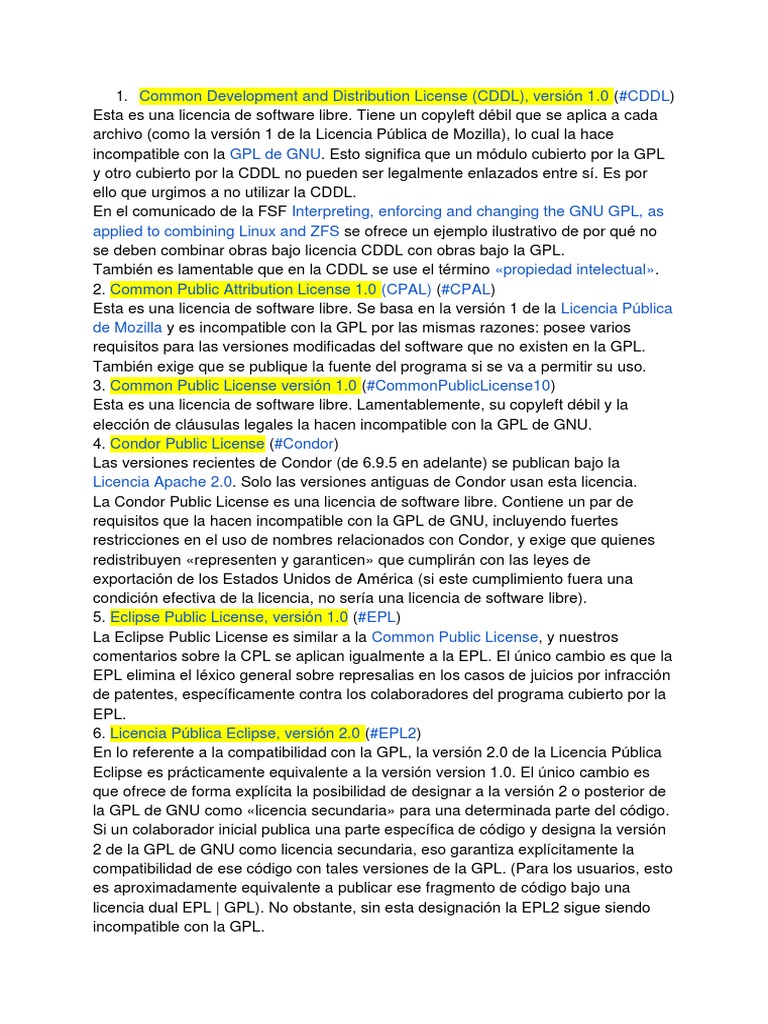 Incompatibilidad de Licencias GPL y CDDL | PDF | Software libre ...