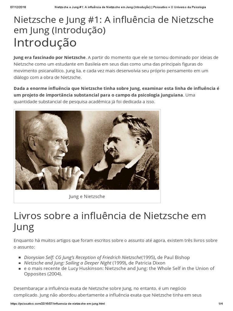 Nietzsche e Jung A Influência de Nietzsche em Jung (Introdução) Psicoativo O Universo Da