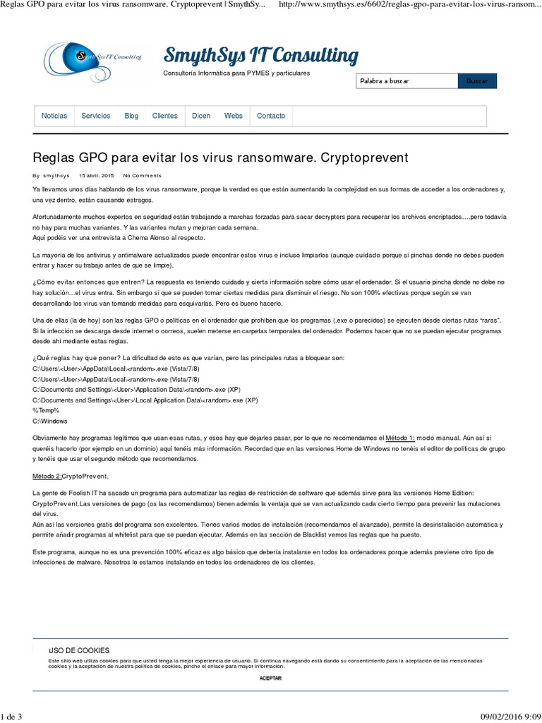 Reglas GPO para Evitar Los Virus Ransomware | PDF | Cookie HTTP ...
