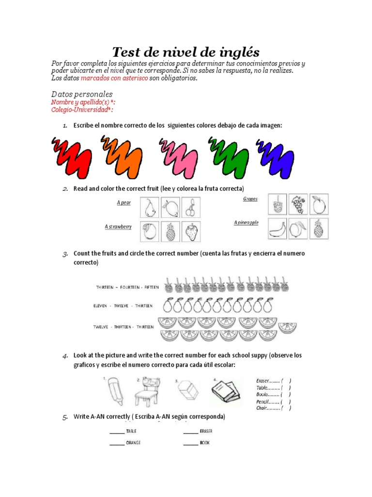 Examen De Ingles Basico Para Nios De Primaria Varios Nios Kid's Box