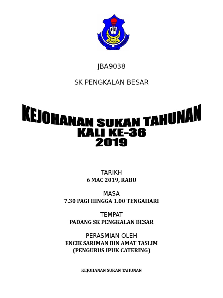 Kertas Kerja Sukan Tahunan Sekolah 2019 Pdf