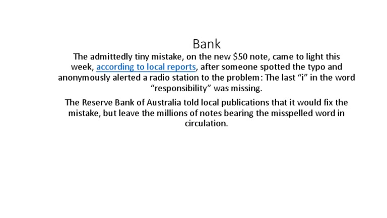 Australian $50 Note Typo Error | PDF