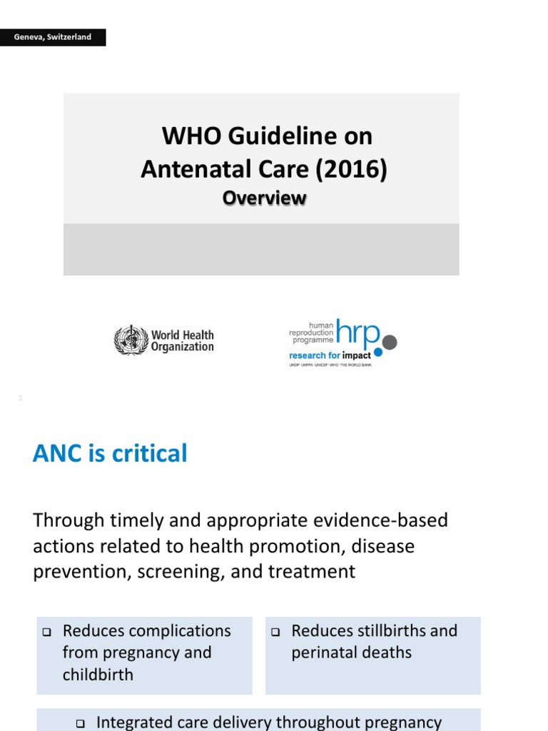 WHO 2016 Antenatal Care Guidelines | PDF | Pregnancy | Vitamin A