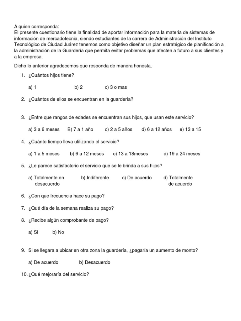 Cuestionario SIM | PDF
