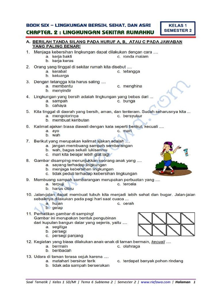 Soal Kls 1 Tema 6 Sbdp