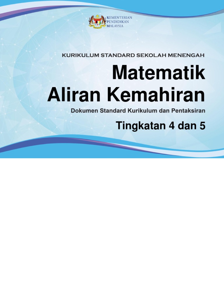 Dskp Kssm Matematik Aliran Kemahiran T4 Dan T5 Pdf