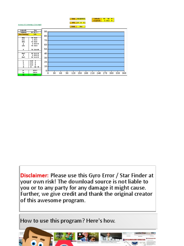 Gyro Error Cal and Star Finder PDF Navigation Geography