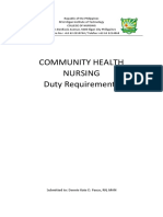 Community Health Nursing Duty Requirements