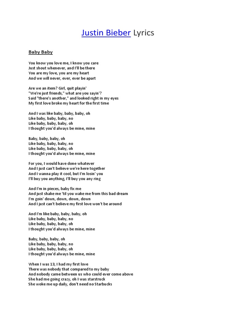 Justin Bieber Letras Pdf Leisure