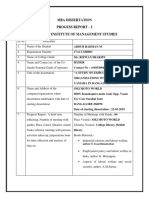 Mba Dissertation Progess Report - I Al-Ameen Institute of Management Studies