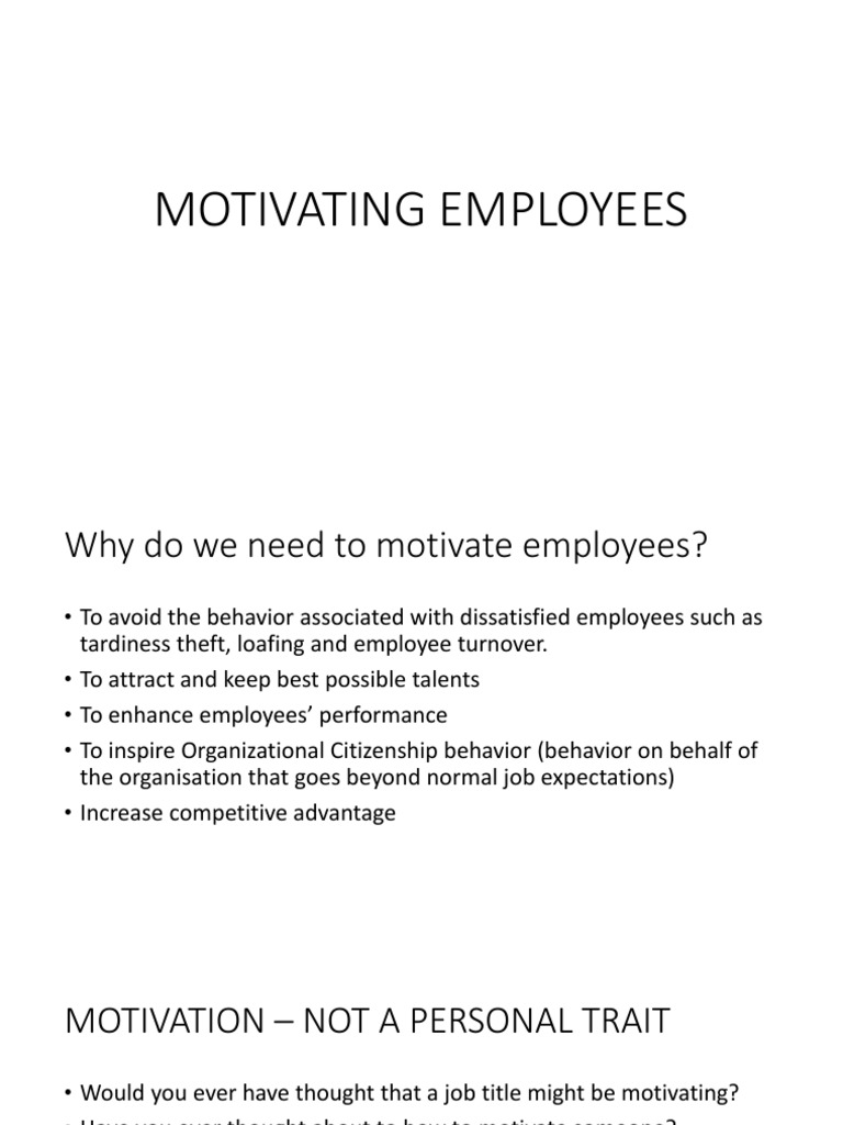 Motivating Employees | PDF | Performance Appraisal | Motivation