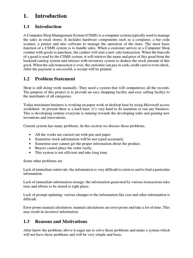 Computer Shop Management System Overview | PDF | Database Schema ...