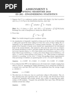 Assignment 5 - Engineering Statistics - Spring 2018