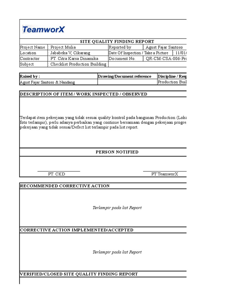 Checklist Silver Project PDF Quality Business Process