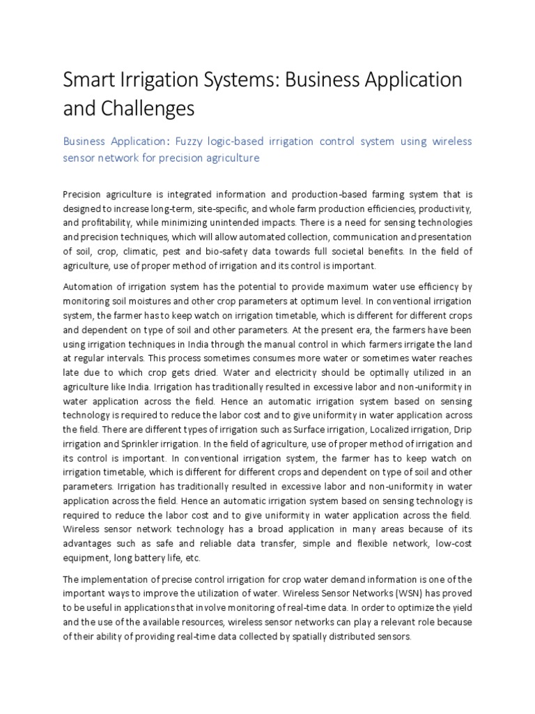 Smart Irrigation Systems | PDF | Wireless Sensor Network | Irrigation