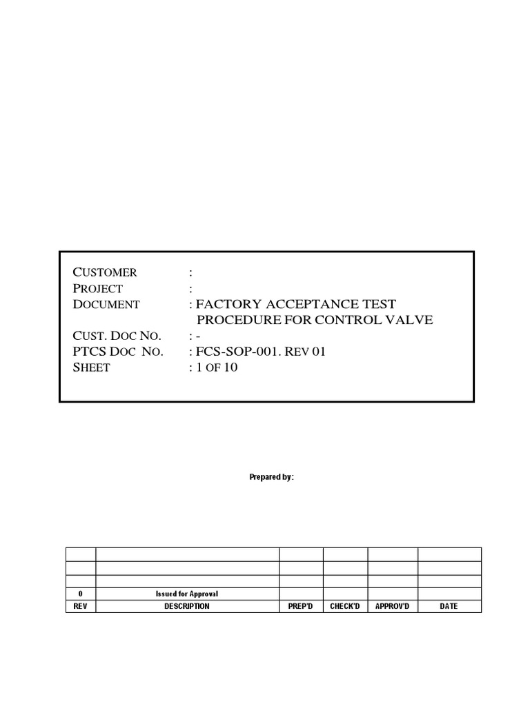 Control Valve Factory Acceptance Test Guide | PDF | Leak | Valve