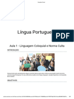 1 Aula - Língua Portuguesa - Linguagem Coloquial e Norma Culta