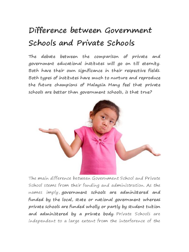 Difference Between Government Schools and Private Schools | PDF | State ...