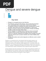 Dengue and Severe Dengue: Key Facts