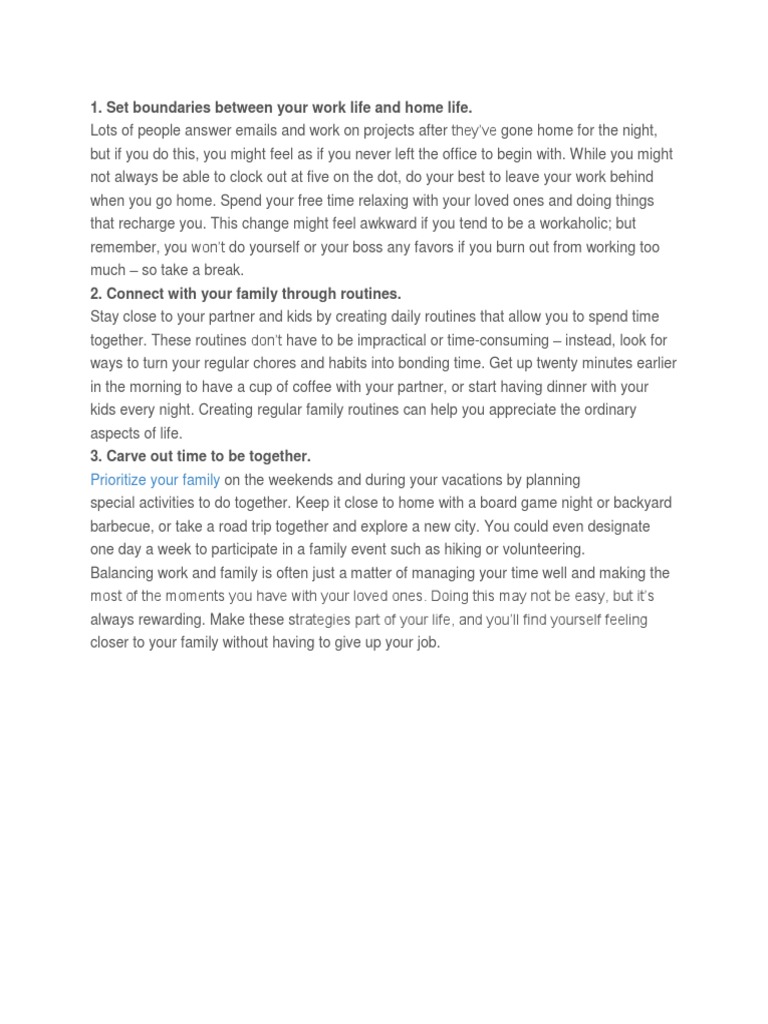 Set Boundaries Between Your Work Life and Home Life | PDF