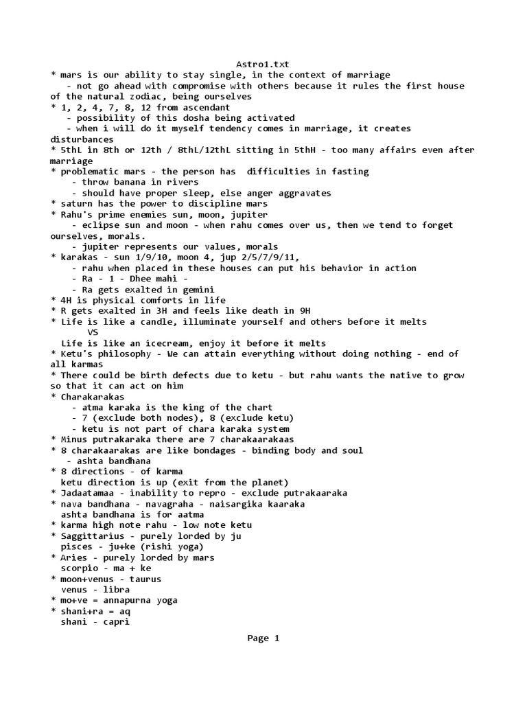 Basic Astrology Notes | PDF | Planets In Astrology | Astrology