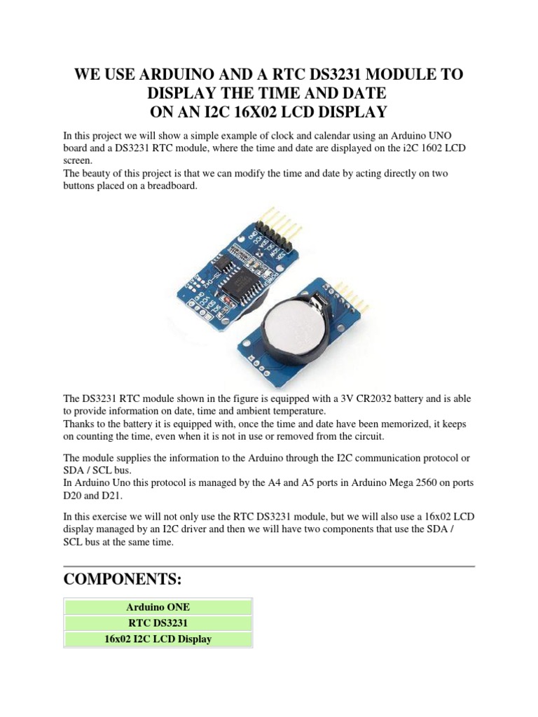 We Use Arduino and A RTC Ds3231 Module To Display The Time and Date ...