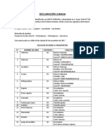 Declaración Jurada para Mudanza