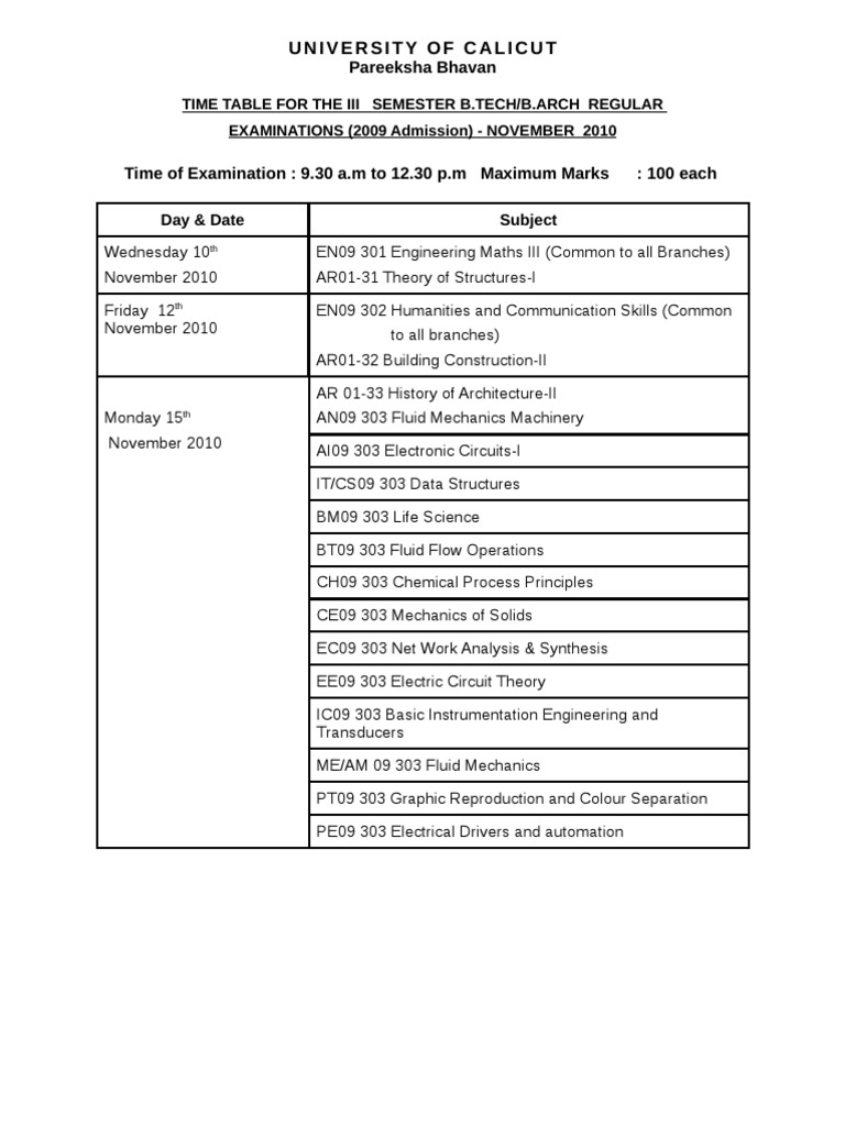 s3 Time Table | PDF | Computers | Technology & Engineering