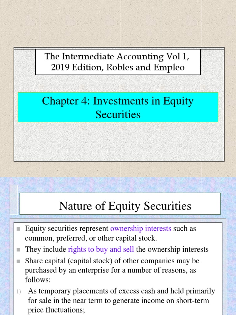 Chapter 4 Investments in Equity Securities PDF Dividend Stocks