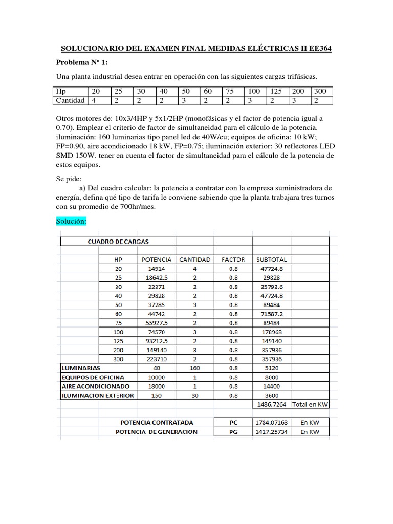 Solucionario Examen Medidas Eléctricas II | PDF | Energia electrica ...