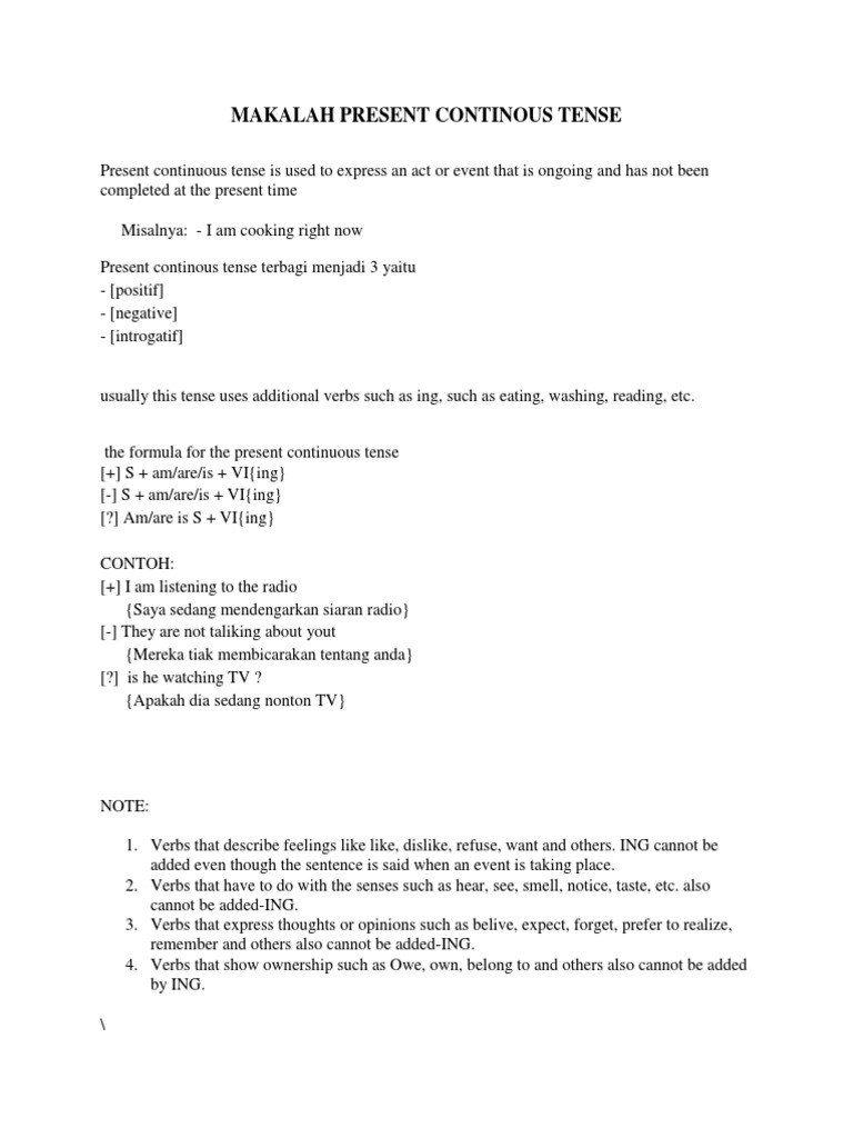 Makalah Present Continous Tense Docx Languages Language Arts Discipline