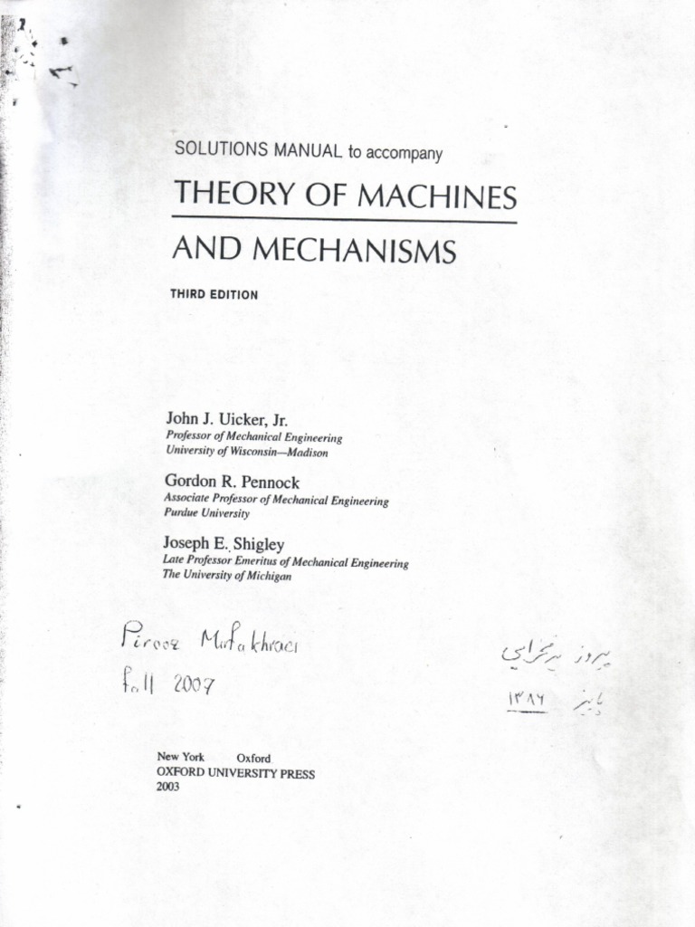 TheoryofMachinesandMechanisms Solution Manual PDF PDF